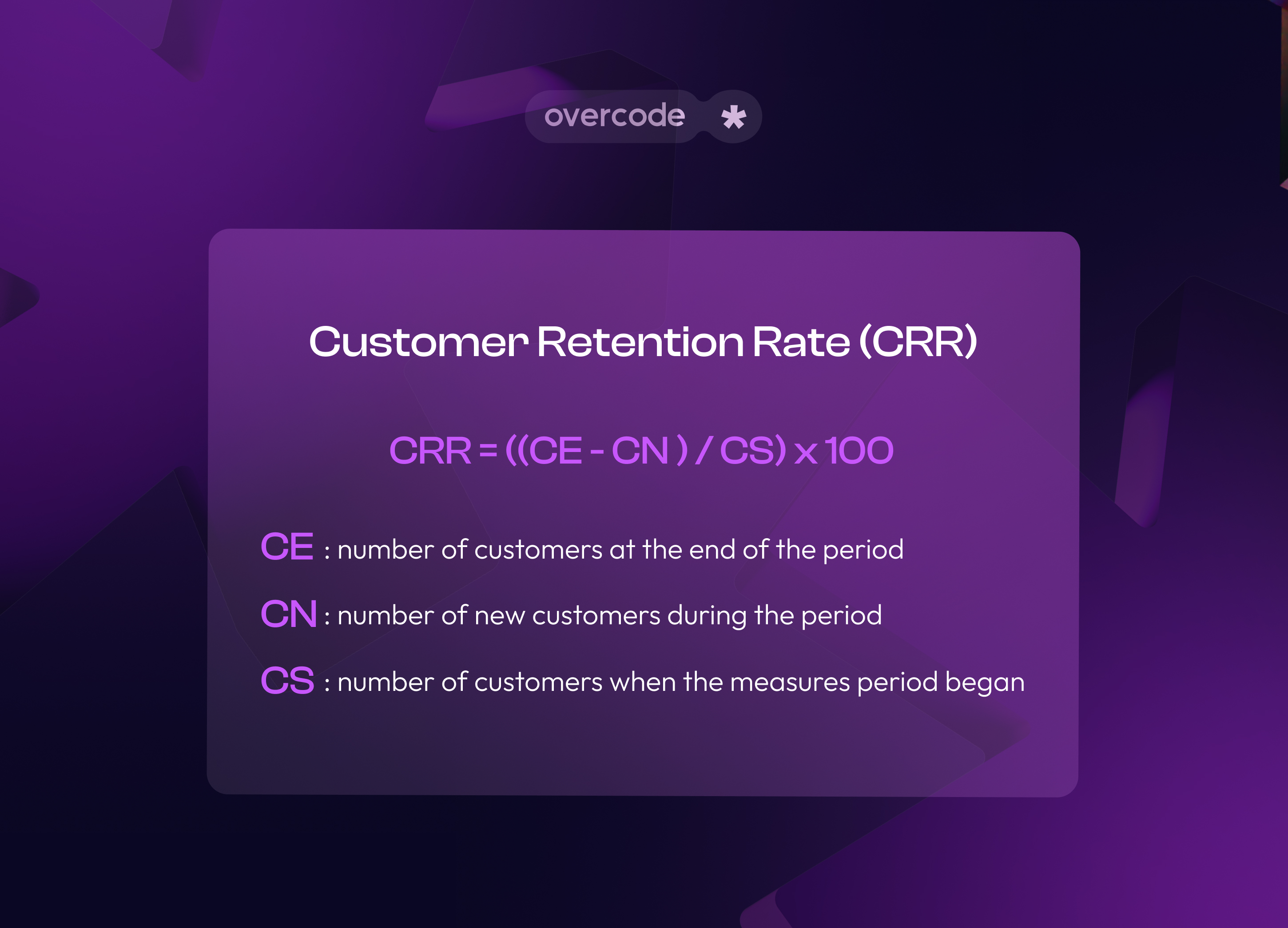 Customer Retention Rate calculation formula
